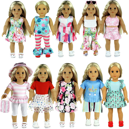 10 pieces of clothes and accessories for 18-inch dolls