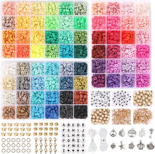 9000 clay beads for bracelet making, 72 colors