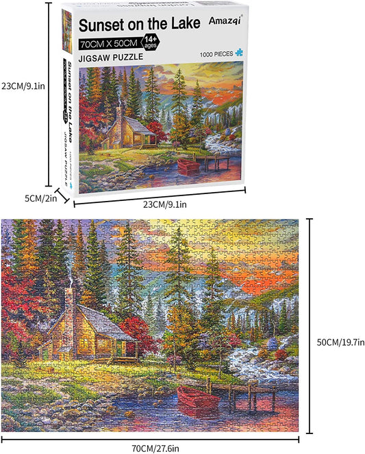 Large 1000 Piece Puzzle, Color: Sunset Lake