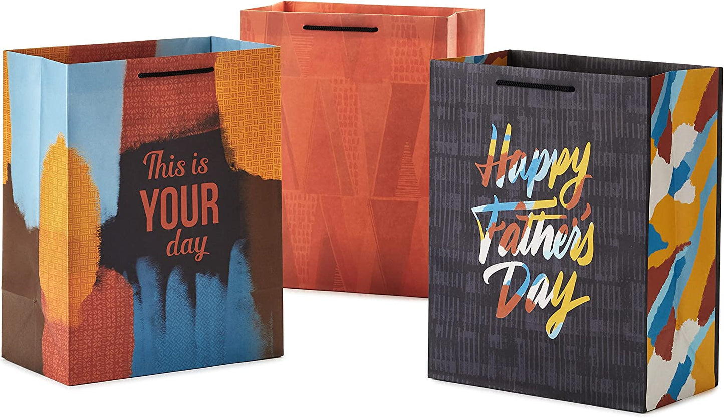 3-Pack Large Mahogany 11" Father's Day Gift Bags