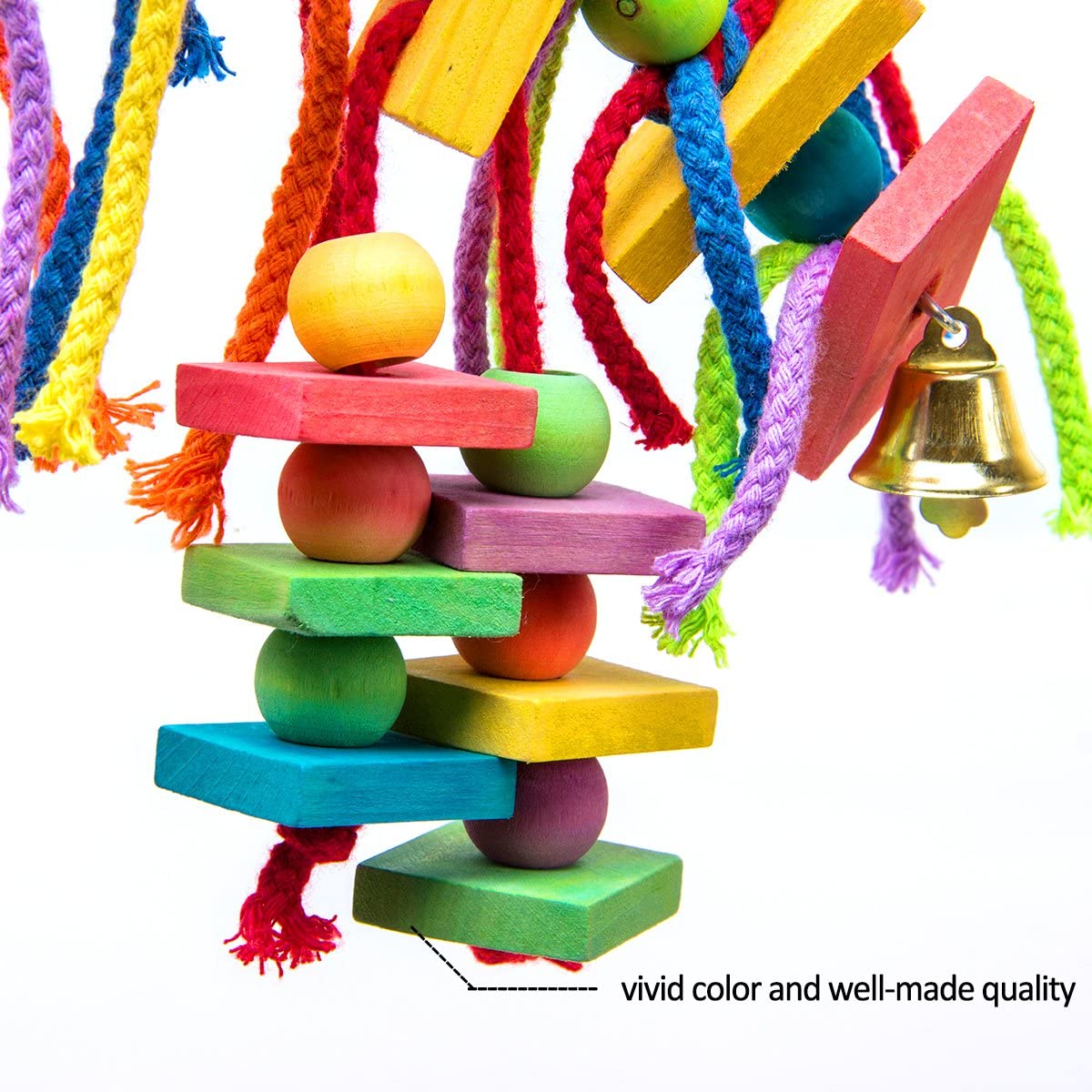 Wooden block toys for small and medium birds