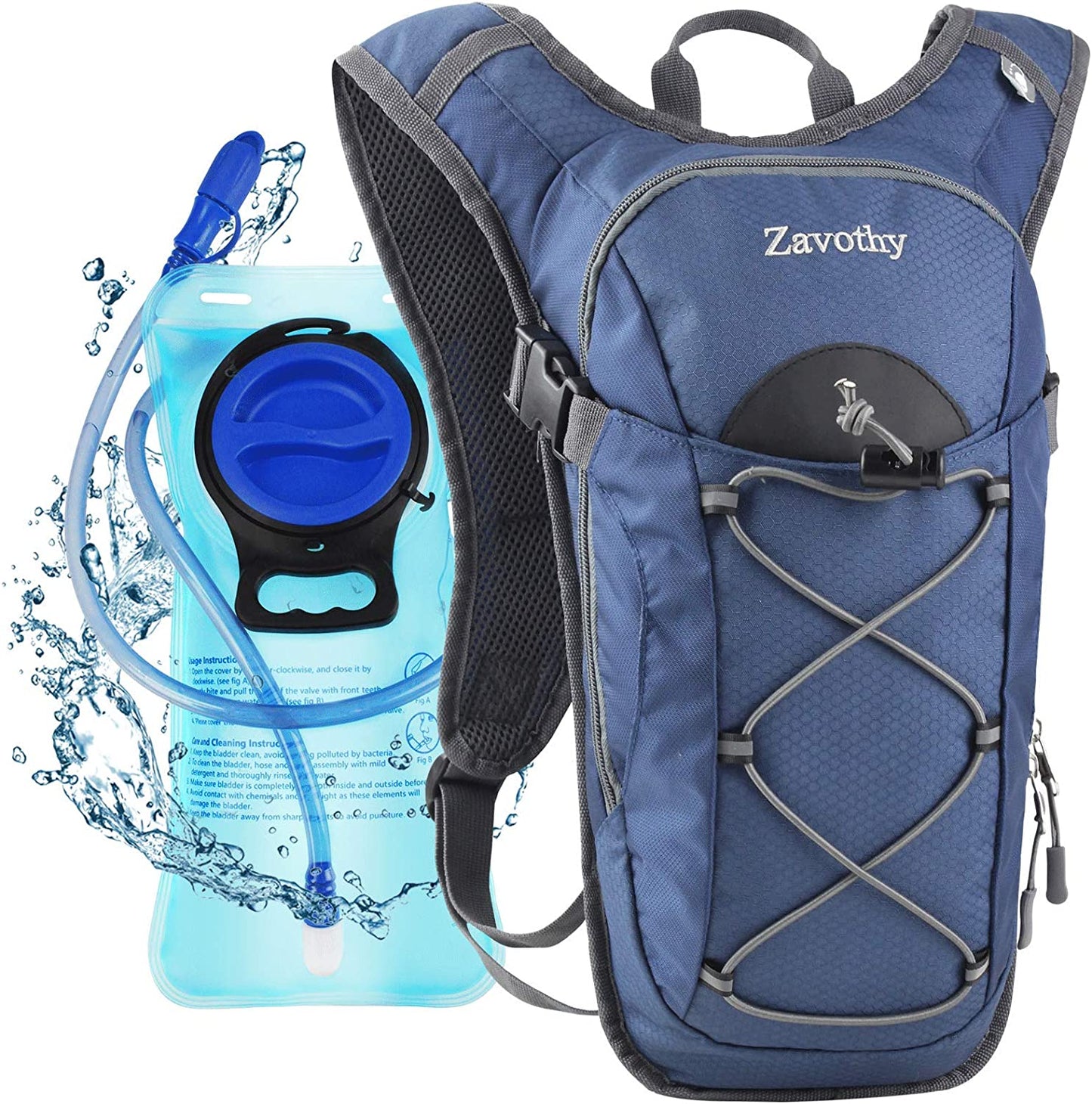 2 Liter tactical travel hydration backpack, blue color