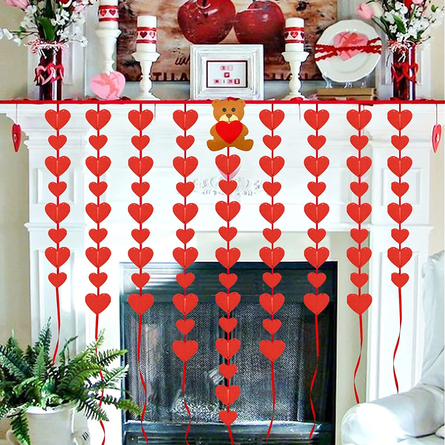 91 Red Rose Heart Felt Garlands