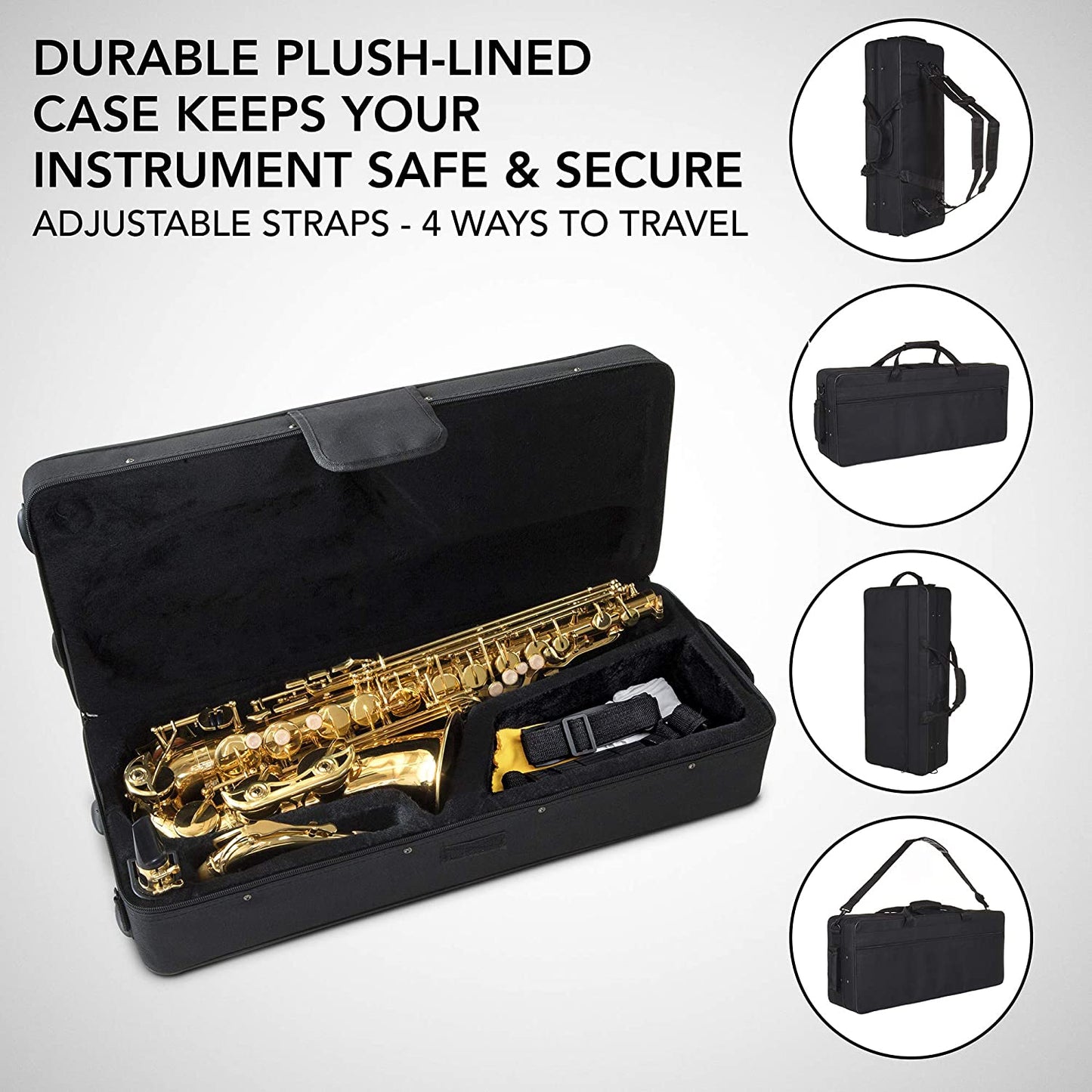 E-flat Alto Saxophone Beginner Kit Brass Mouthpiece Gold Color