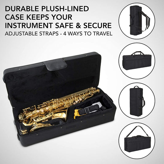 E-flat Alto Saxophone Beginner Kit Brass Mouthpiece Gold Color