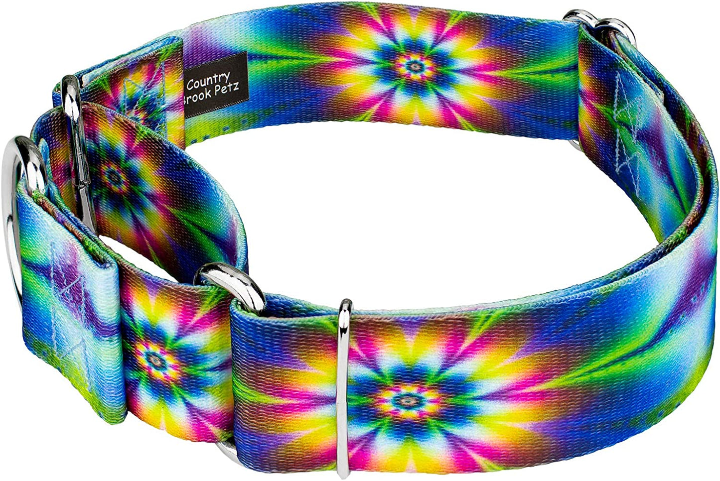 Mantingala Dog Collar 6.5 x 3.6 x 0.3 inches, (Dyed Flowers)