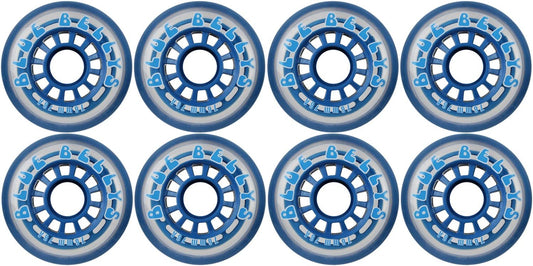 8 inline skate wheels 76 mm 78a, transparent/blue