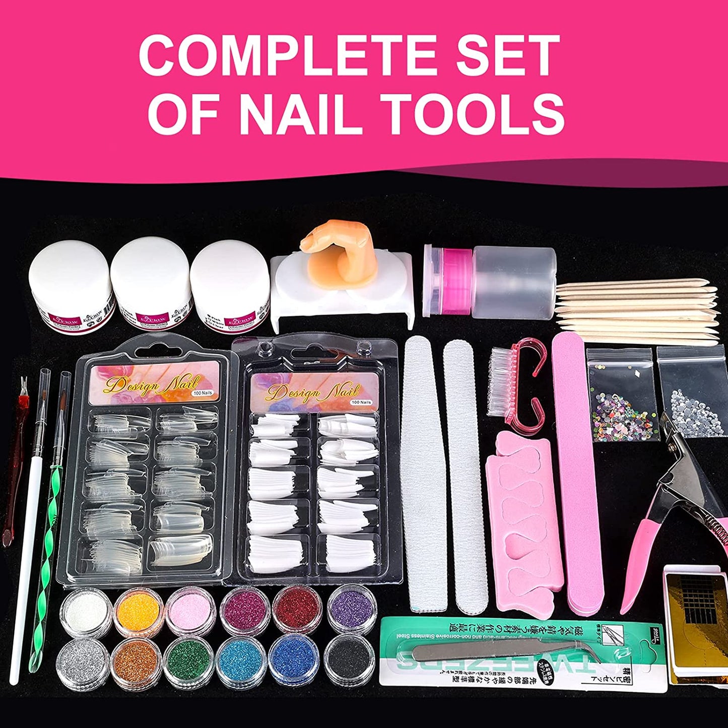 Acrylic nail kit, (23 in 1) 12 colors