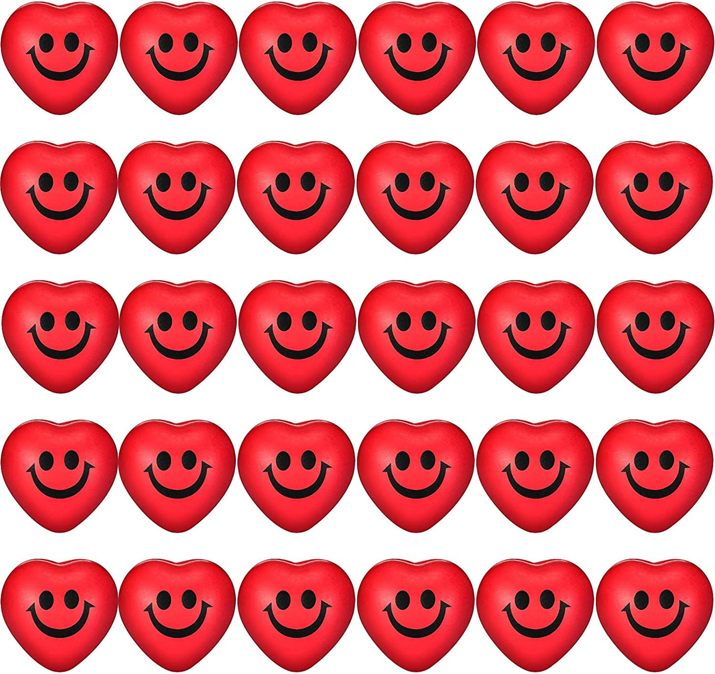 30 balls with funny face and heart smile, Colour: RED