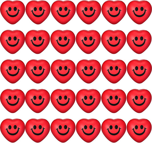 30 balls with funny face and heart smile, Colour: RED