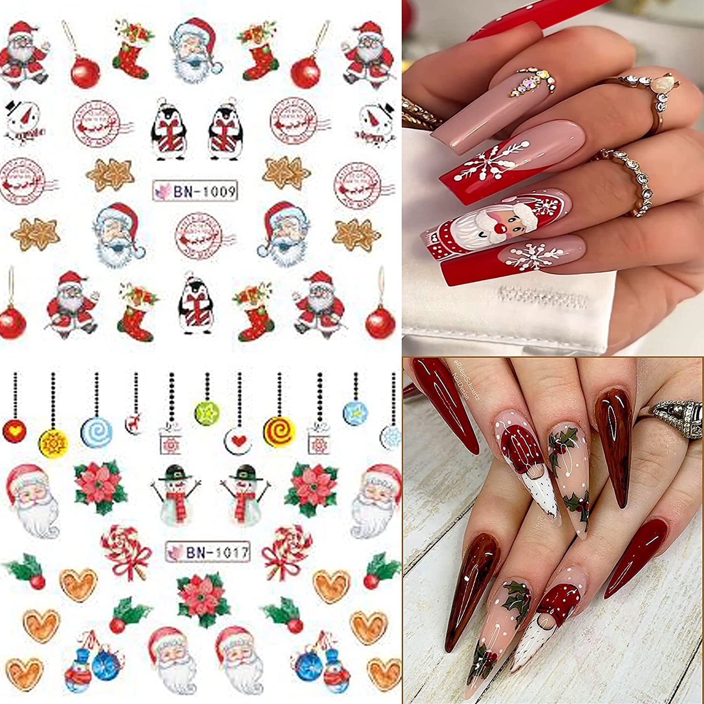 12 Sheets Christmas Nail Art Stickers