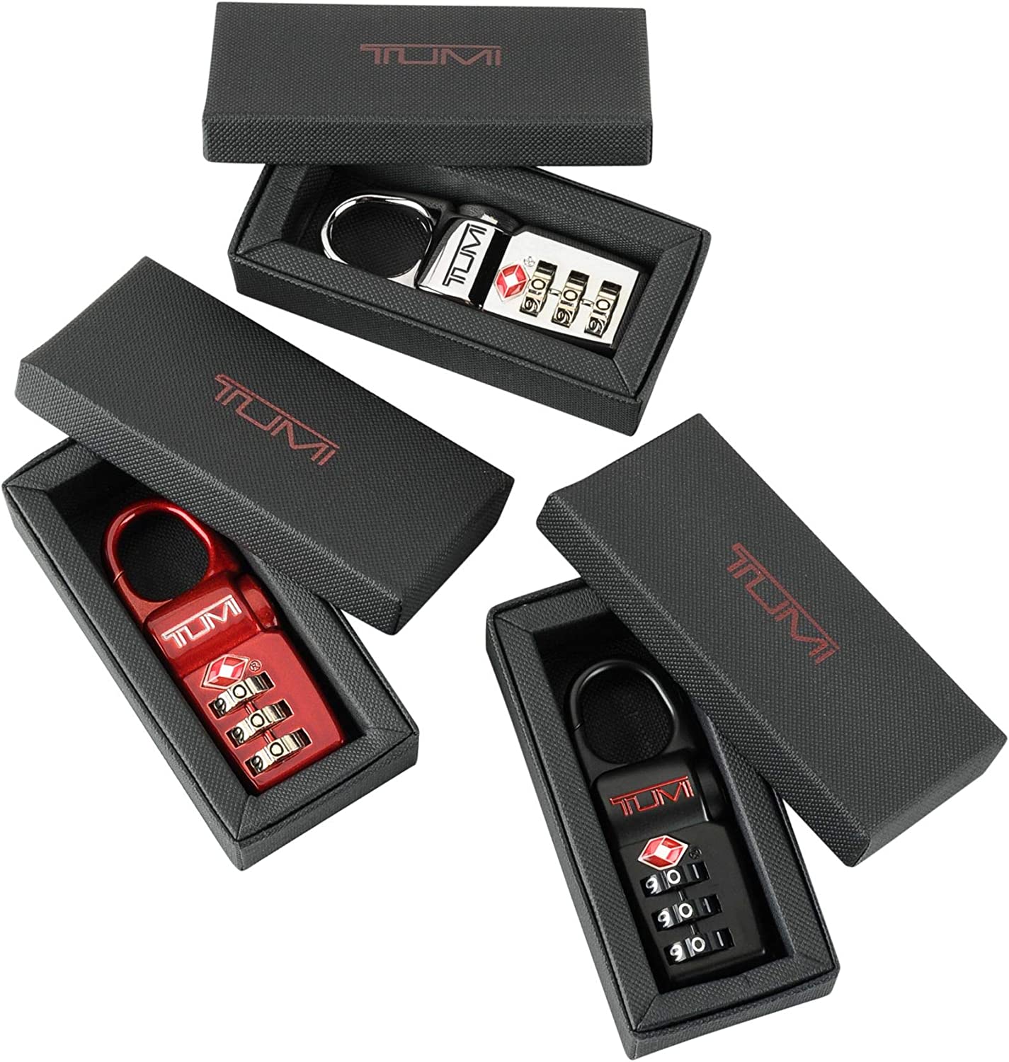 Travel Accessories Luggage Locks, Set of 3 Black/Red/Silver