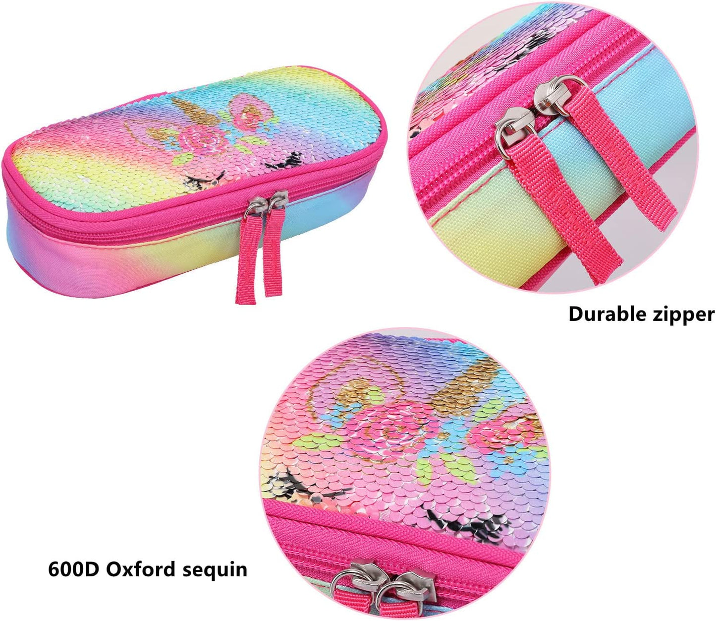 Pencil Case Box, Rainbow Unicorn, 8.94 x 5.08 x 1.65 inches