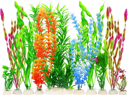 Artificial Plants for Fish Tanks, Set of 10