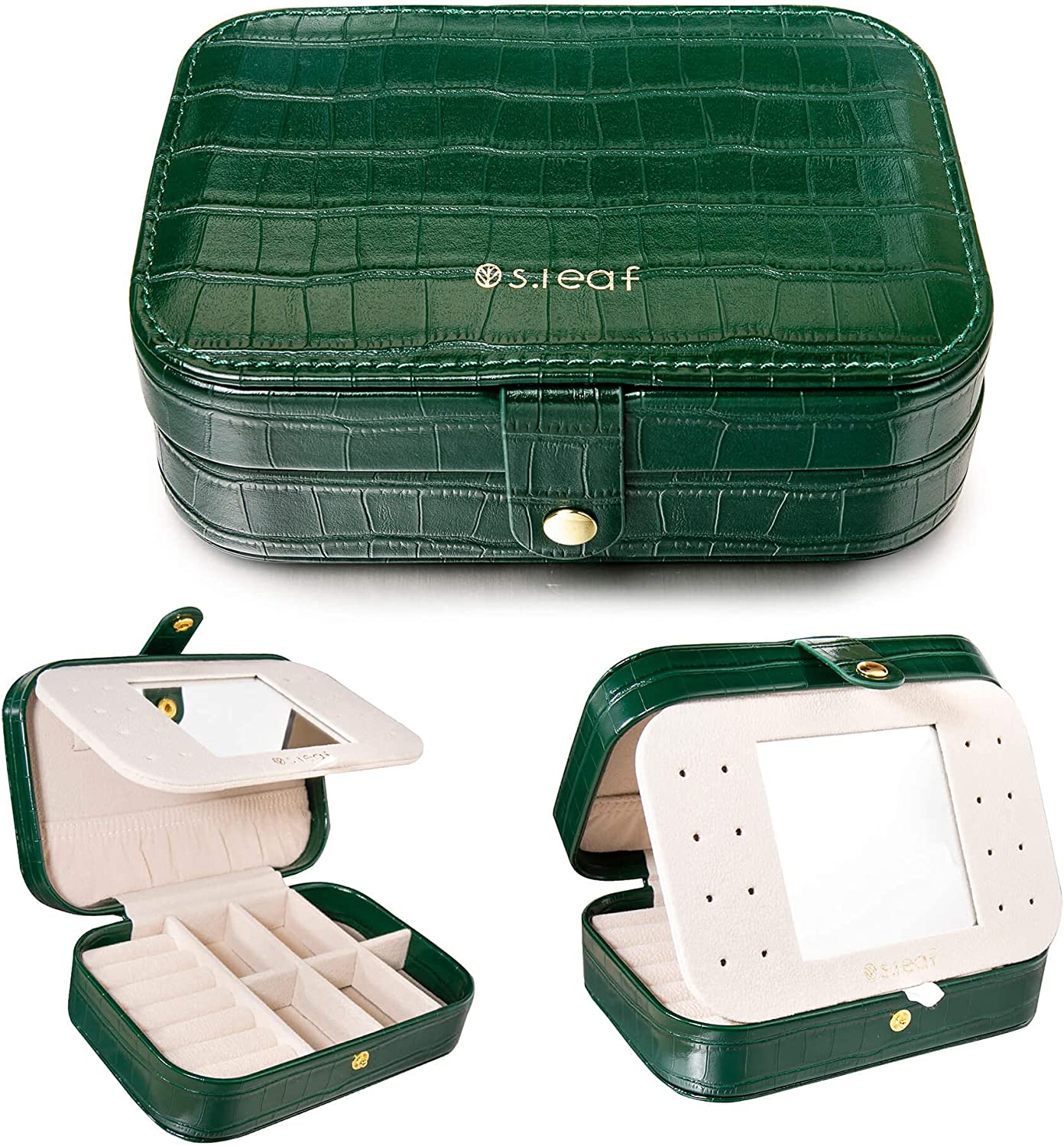 Travel Jewelry Organizer, Emerald, 6.3" x 4.3" x 2.1”