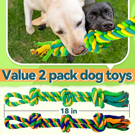 5 knot sturdy chewing rope toy set, 2 pack