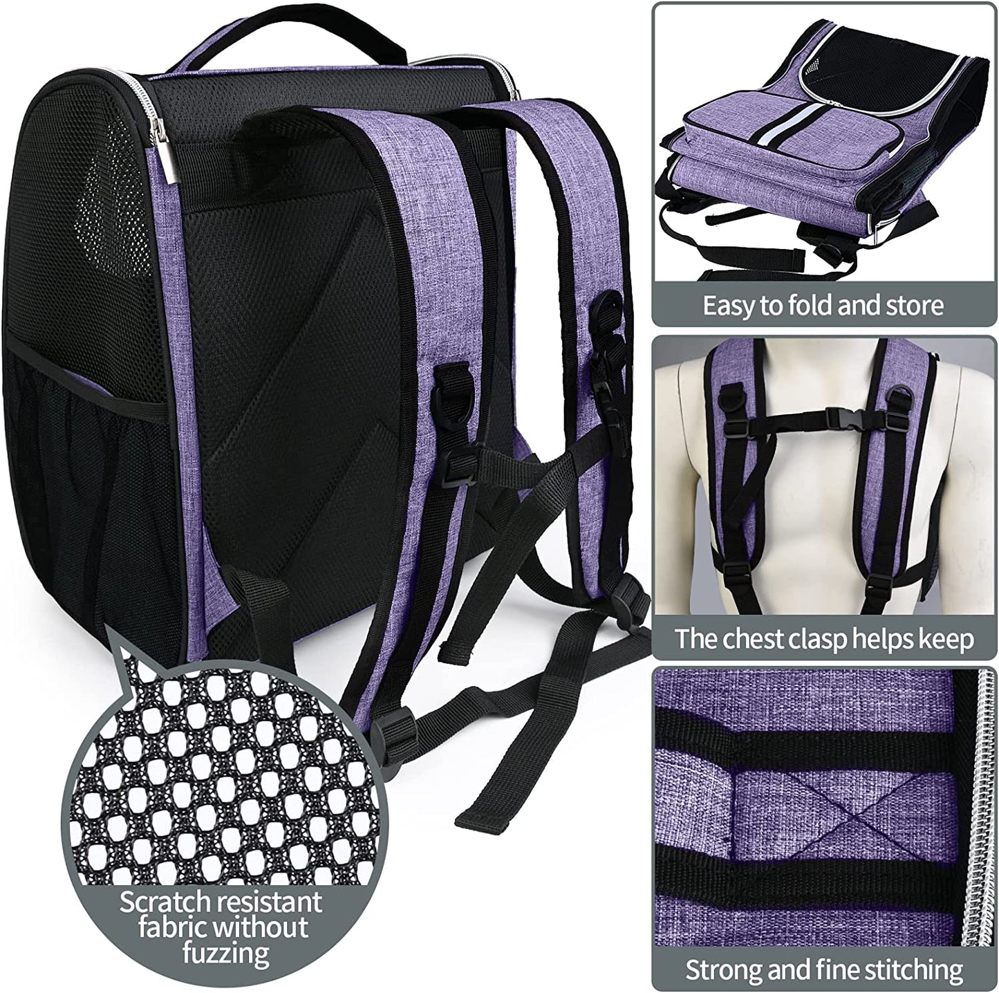 Ventilated Design Pet Backpack, (Violet)