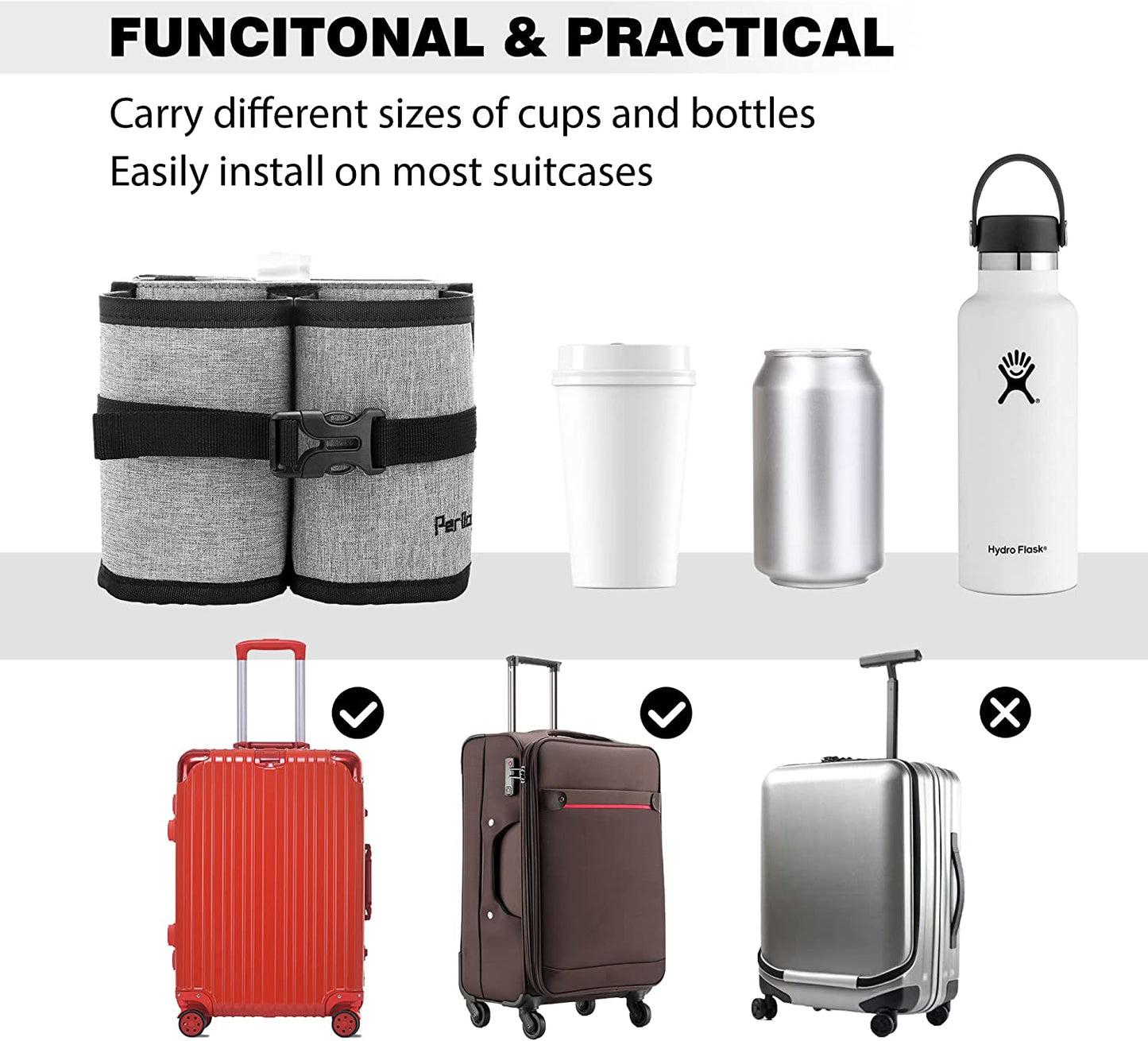 Luggage Travel Cup Holder, color: Dark Grey