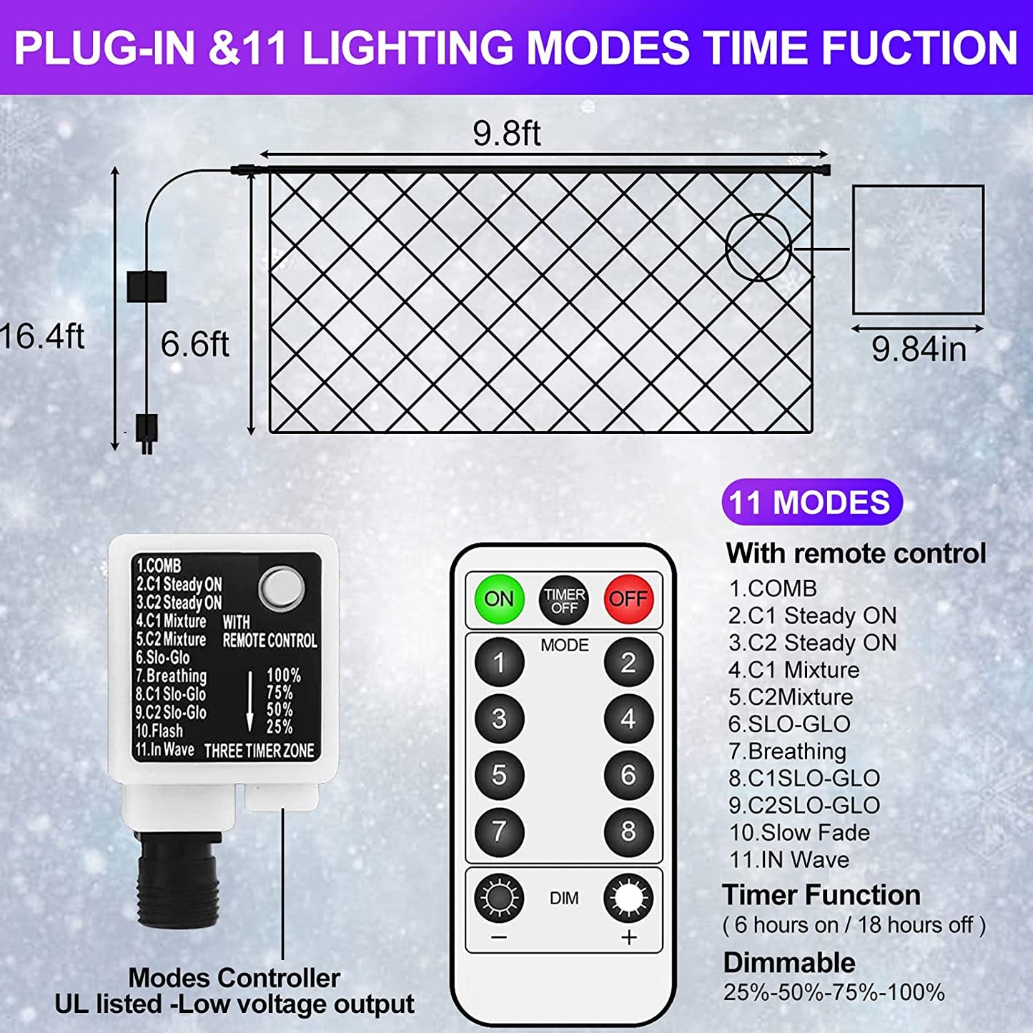 200 LED Christmas Lights Outdoor, 6.5ft x 9.8ft (Warm Multicolor)