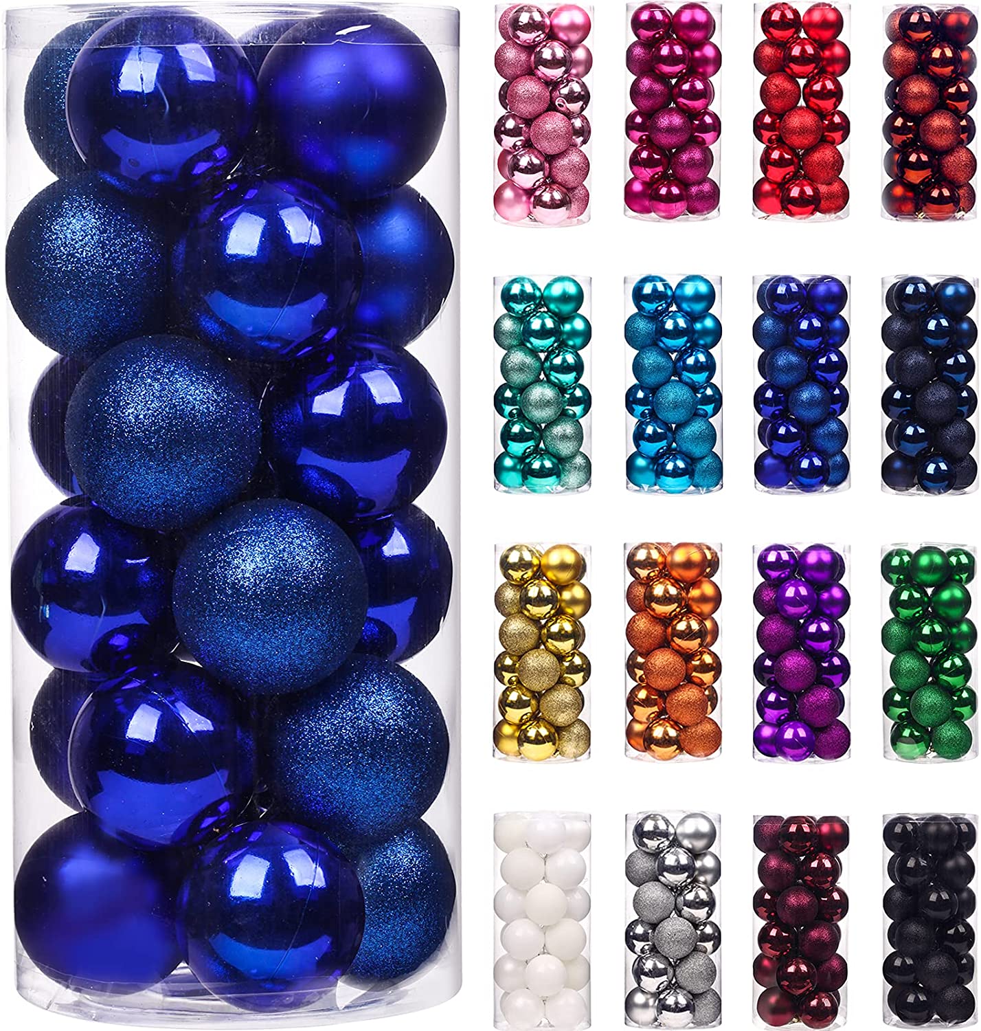 24 Christmas Baubles Tree Ornaments - Royal Blue