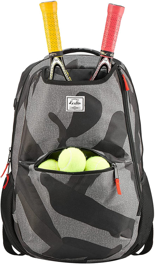 Sports tennis bag with USB charging port, Backpack- Camouflage