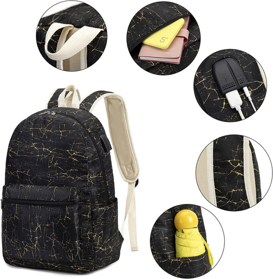 Lightweight School Backpack for Teens with Cargo Outlet Marble 12