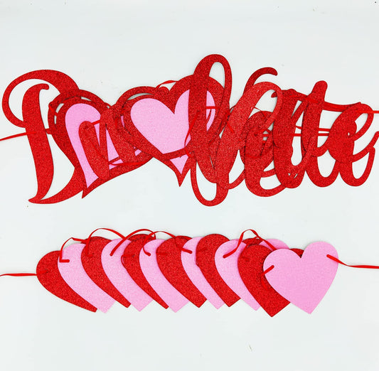 Red Glitter Be My Valentine Banner