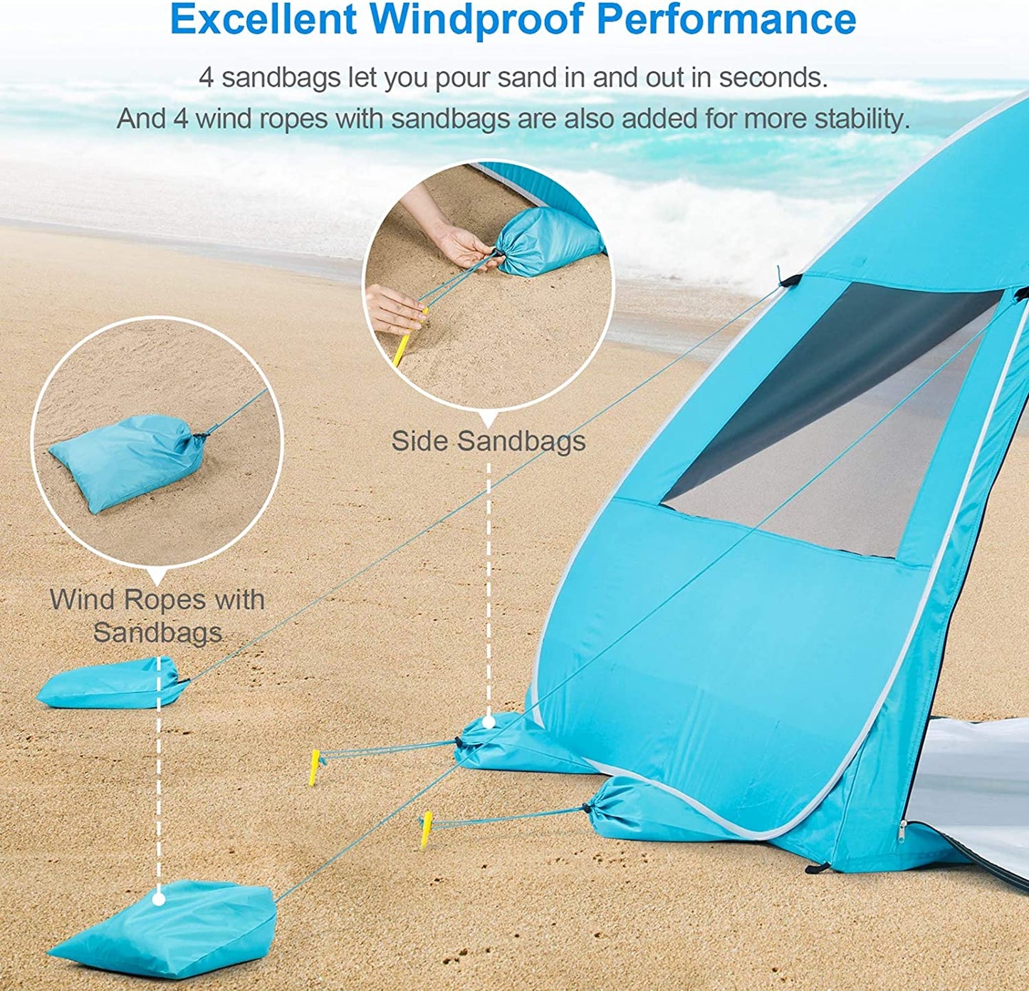 Outdoor Portable Instant Sun Shelter, Blue Large