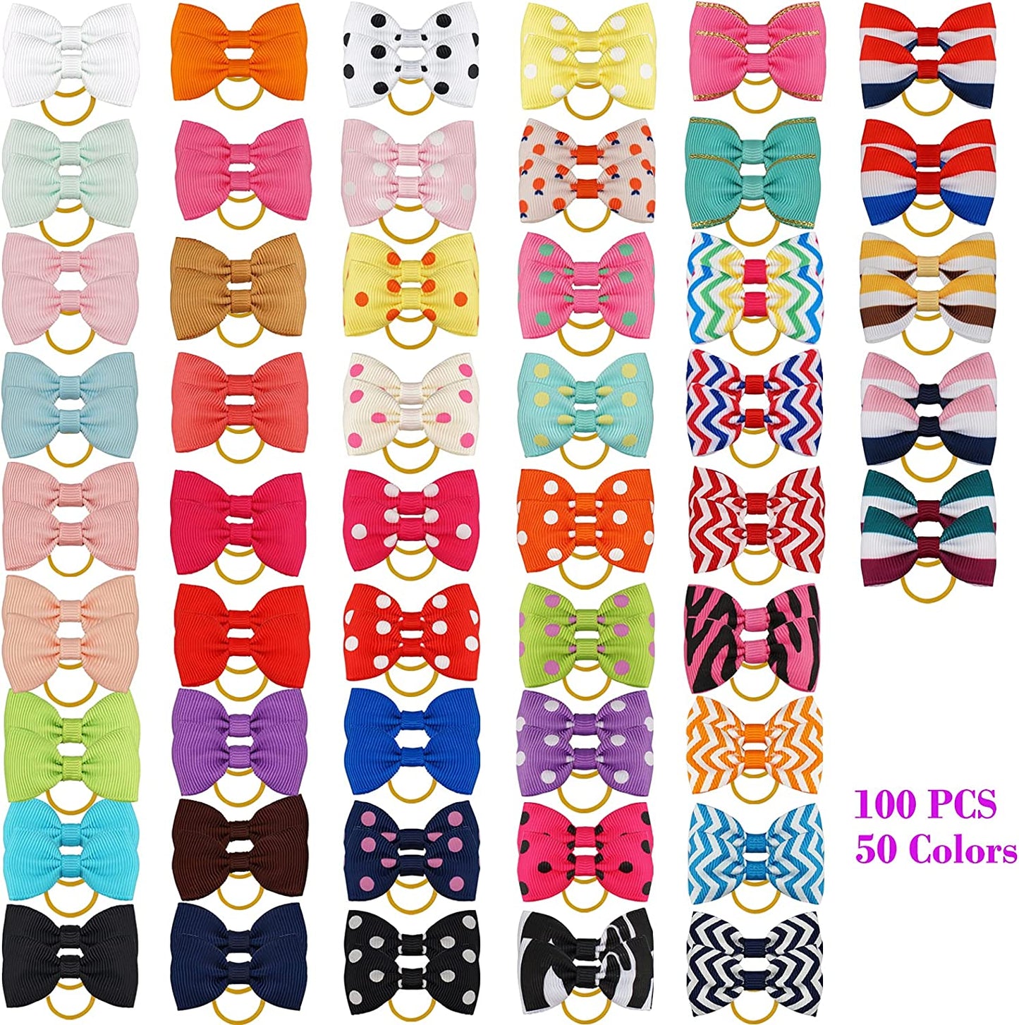 100pcs/50pairs MultiColor Pet Bows