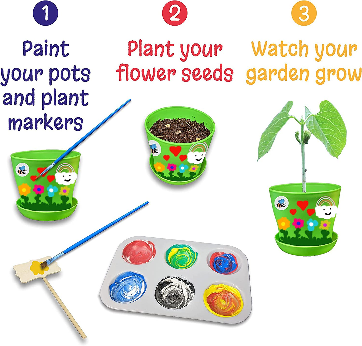 Paint and Plant Flower Growing Kit for Kids, 8.1 x 8.2 x 4 inches