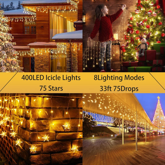 Outdoor Christmas Lights, 400 LED, 33ft, Warm White