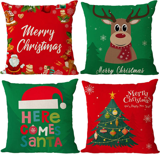 Set of 4 Christmas Pillow Covers 22" x 22"