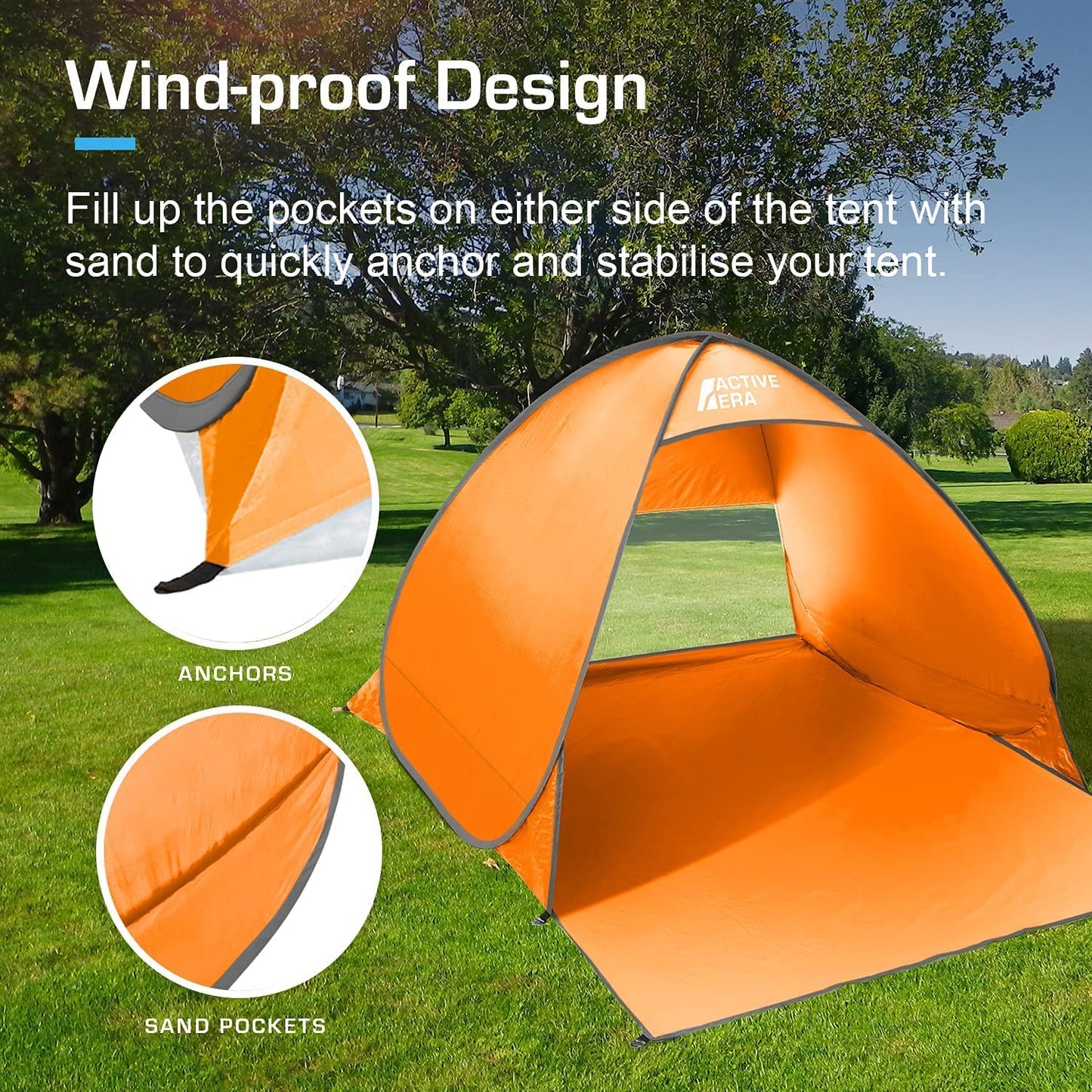 2 Person Pop Up Beach Tent - Orange