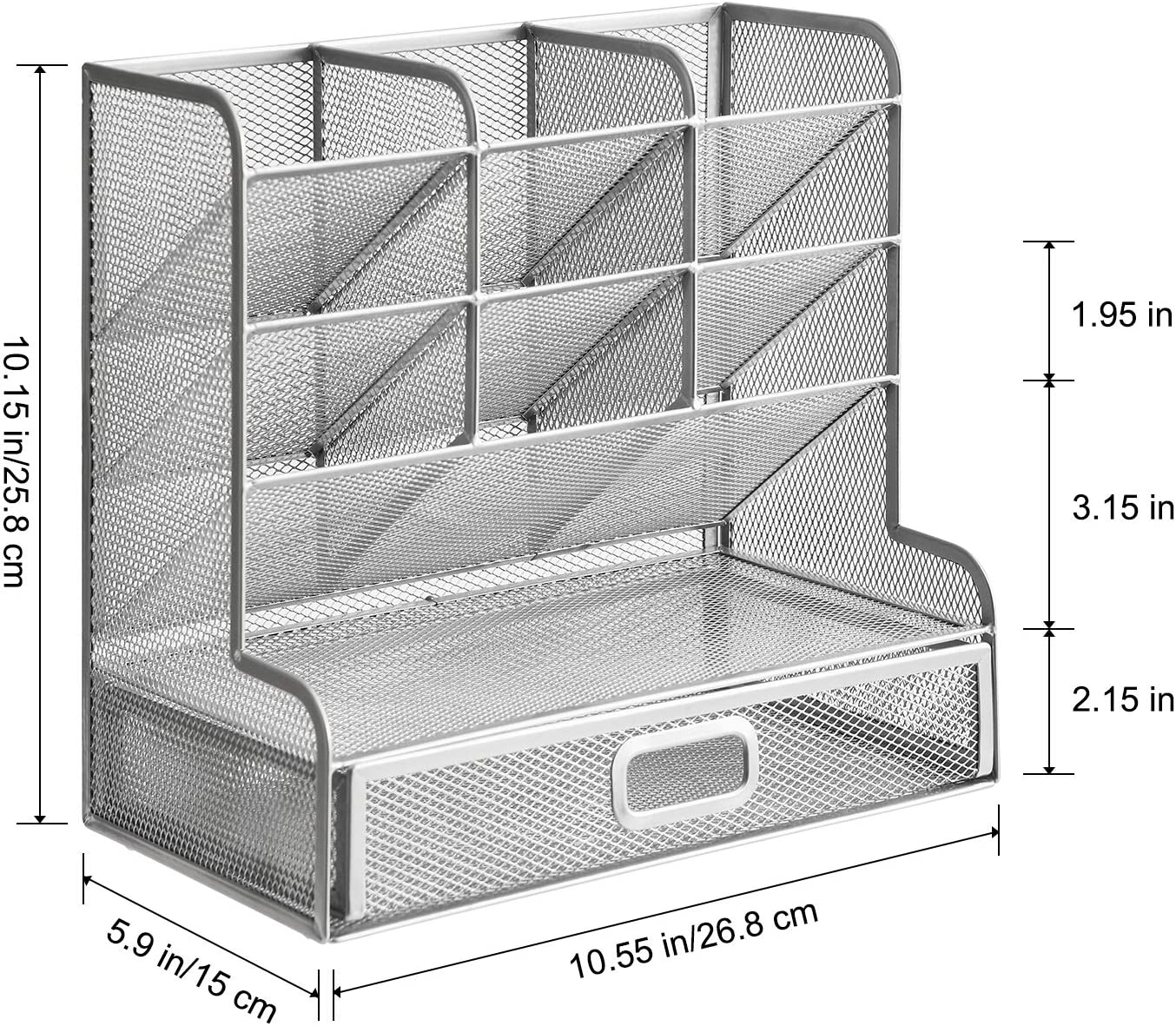 Mesh Desk Organizer Multifunctional Pen Holder,Silver