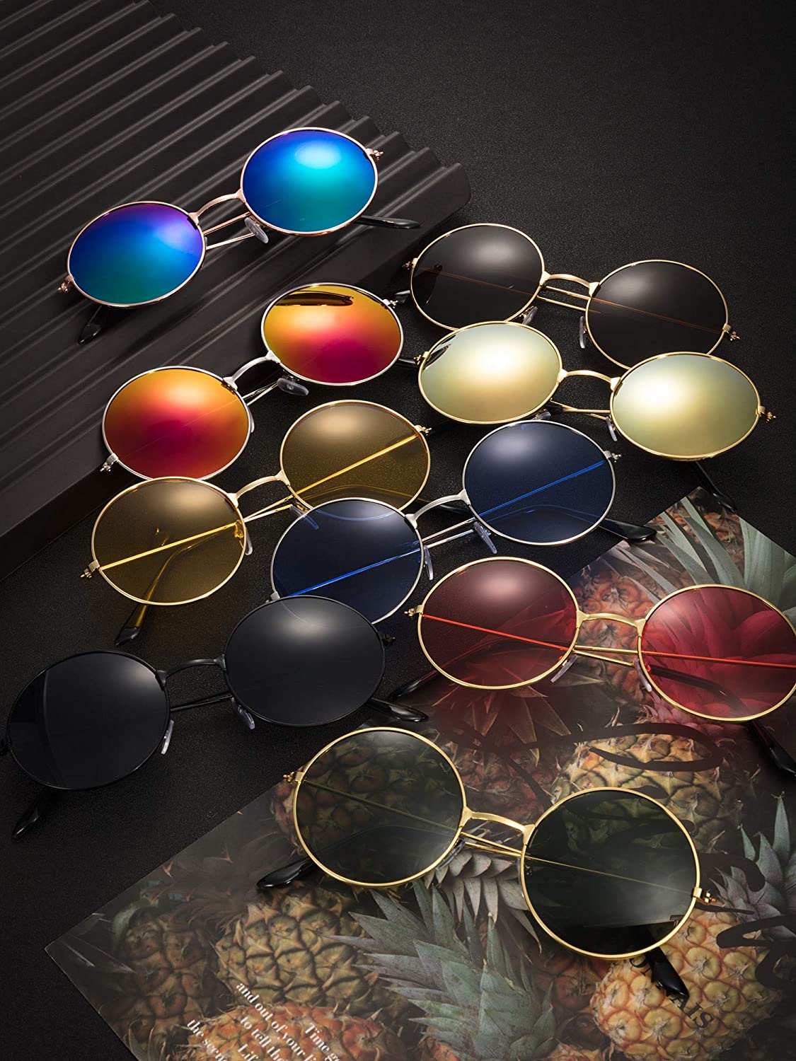 1960's Style Round Vintage Metal Frame Sunglasses 28 Pairs