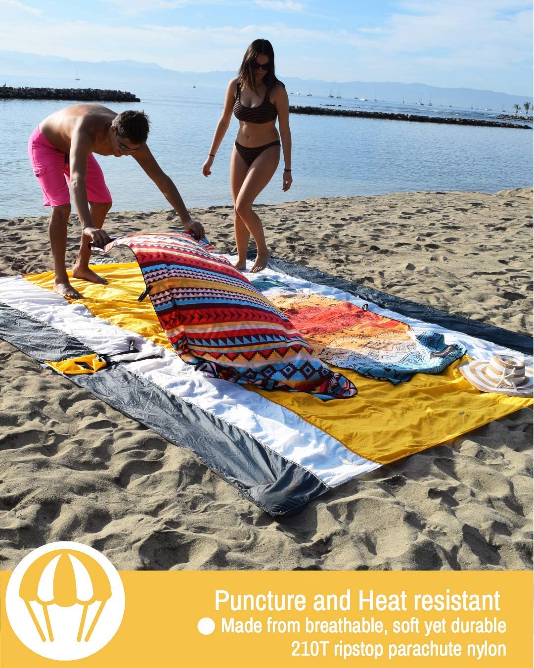 1 sand-proof beach blanket, orange