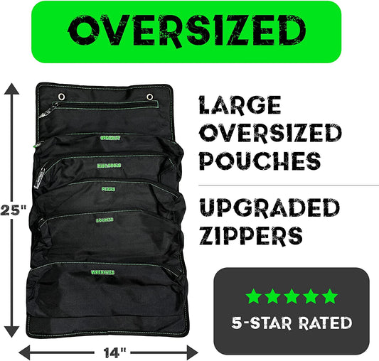 Tool Organizer Bag, 15 x 13 x 1 Inches, Green/Black