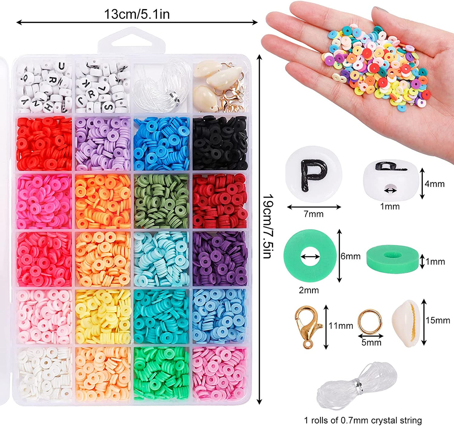 3100 Pieces Clay Beads Set for Bracelet Making, 20 Colors