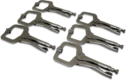 6-Pack - 11" C-Clamp Locking Pliers, Swivel Pads