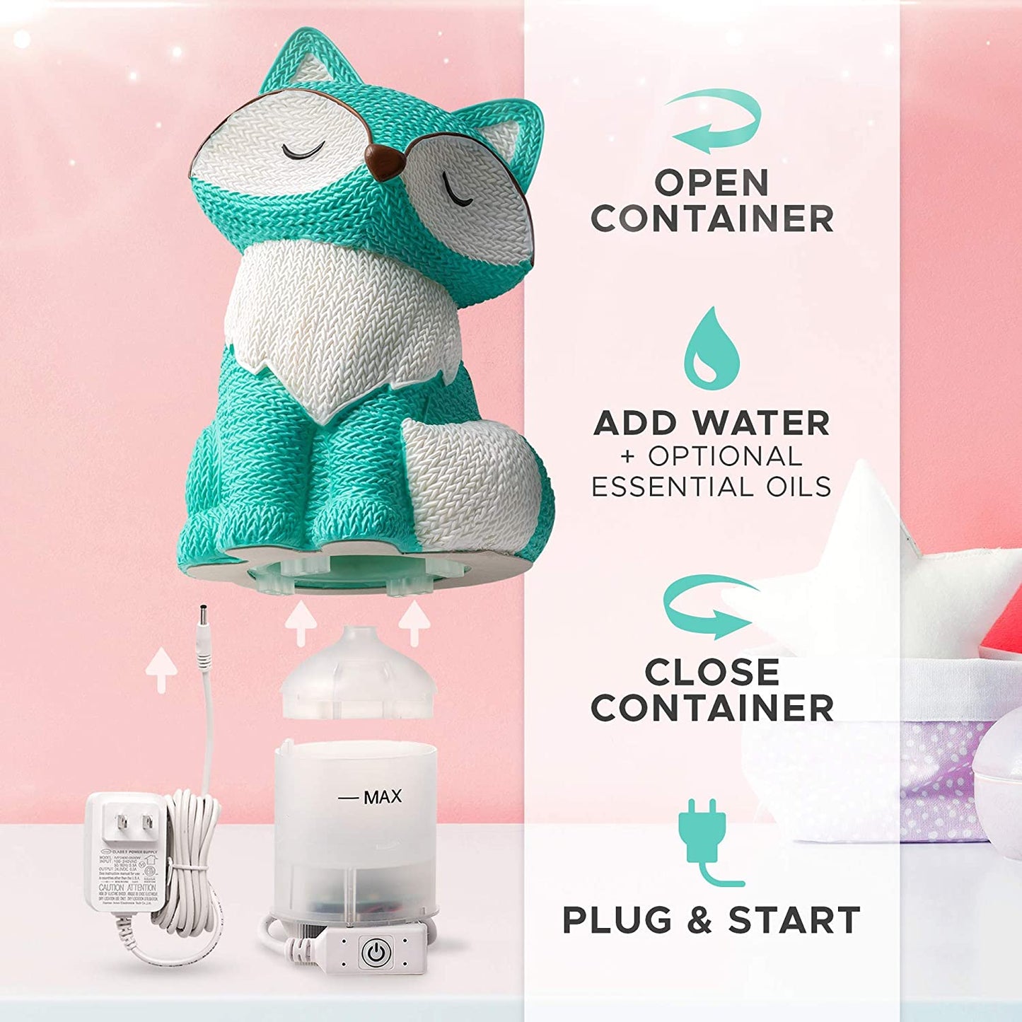 Fox Cute Humidifier for Baby, Coloe Green