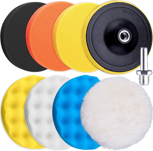 9 Piece 7 Inch Car Polishing Pad Kit