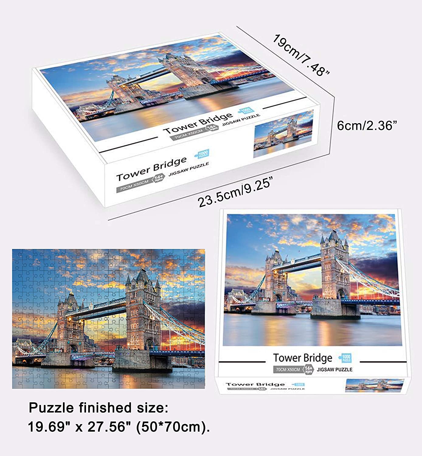 Large 1000Pcs Jigsaw Puzzle, Color: London Tower Bridge