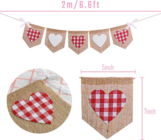 Heart Burlap Banner, Valentine Garland