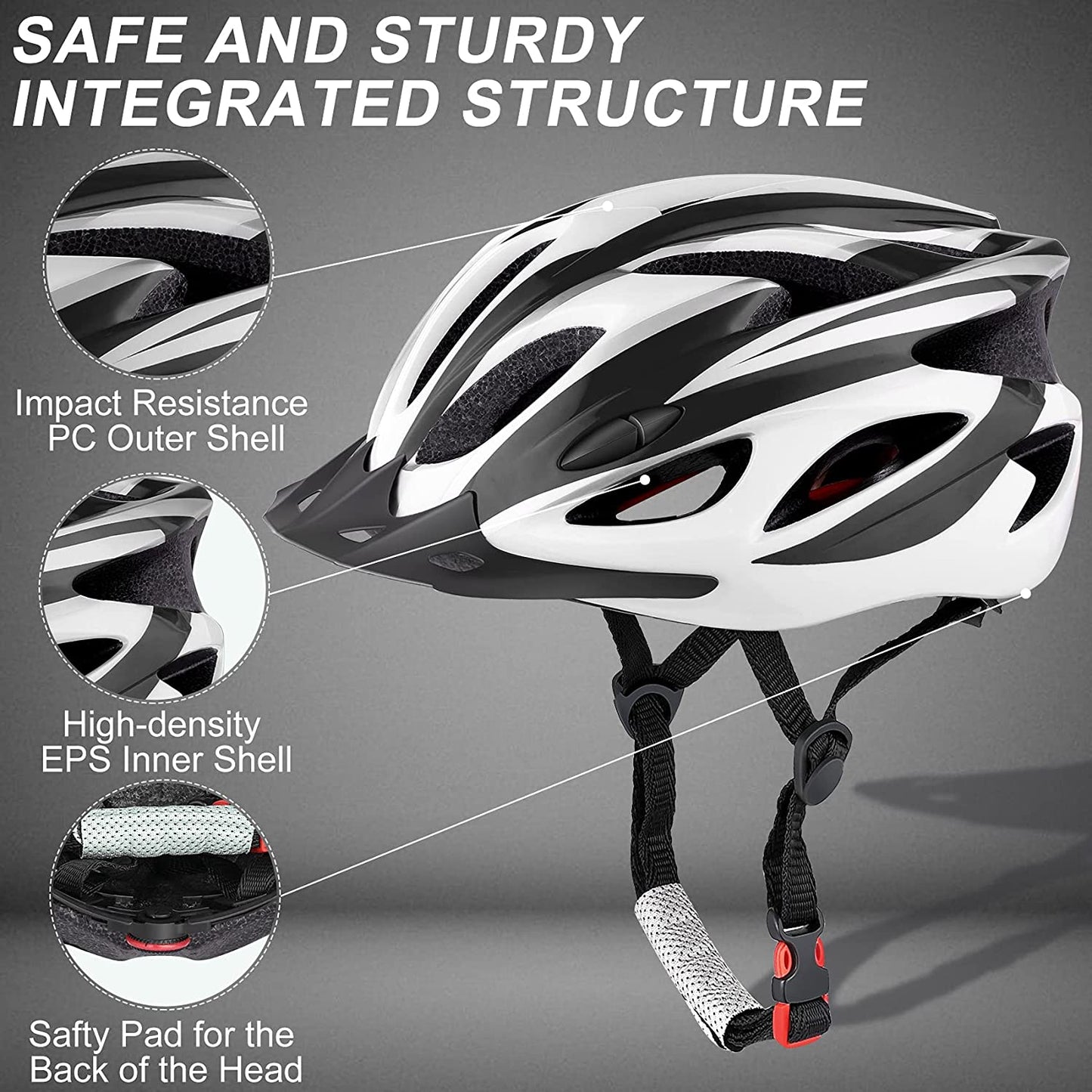 Bicycle helmet for adults (Black plus white)