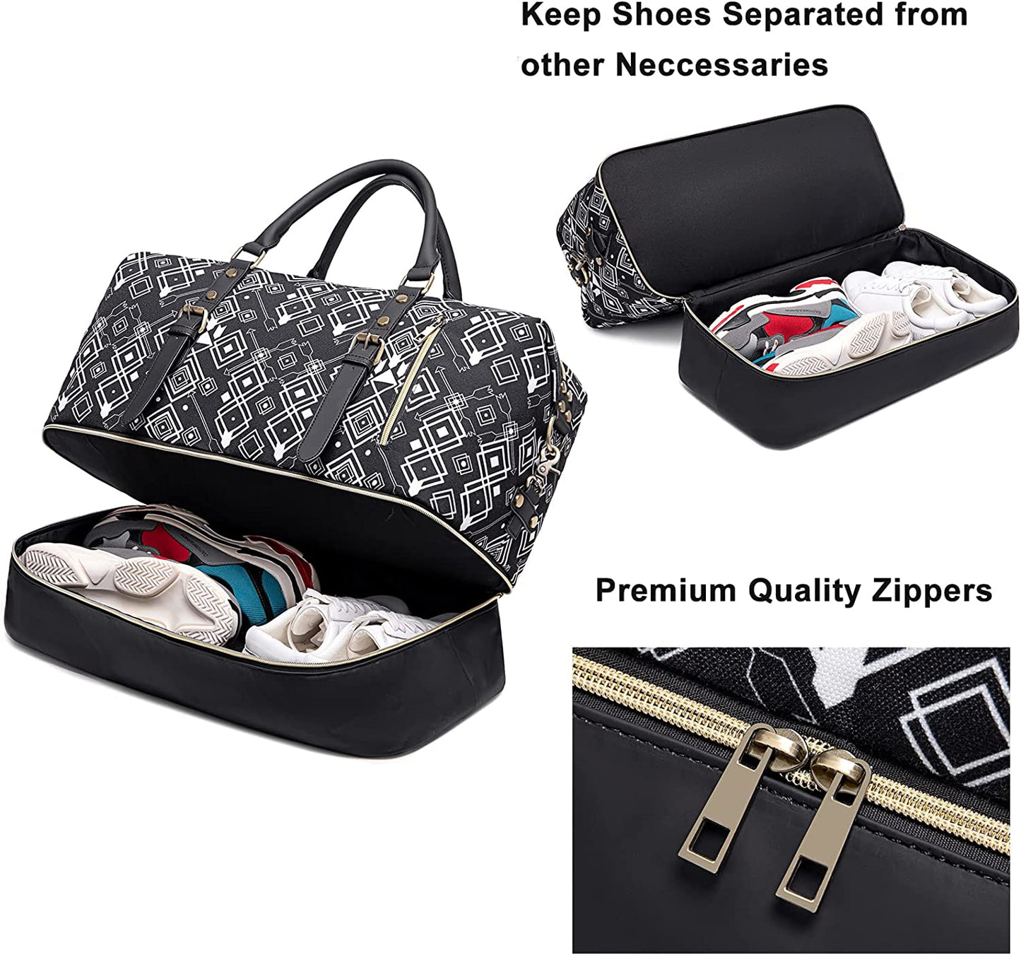 Handbag with shoe compartment, Diamond