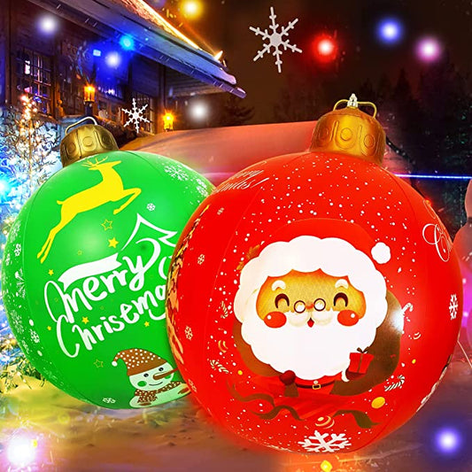 2 Pack 24 Inch LED Lighted PVC Inflatable Christmas Ball