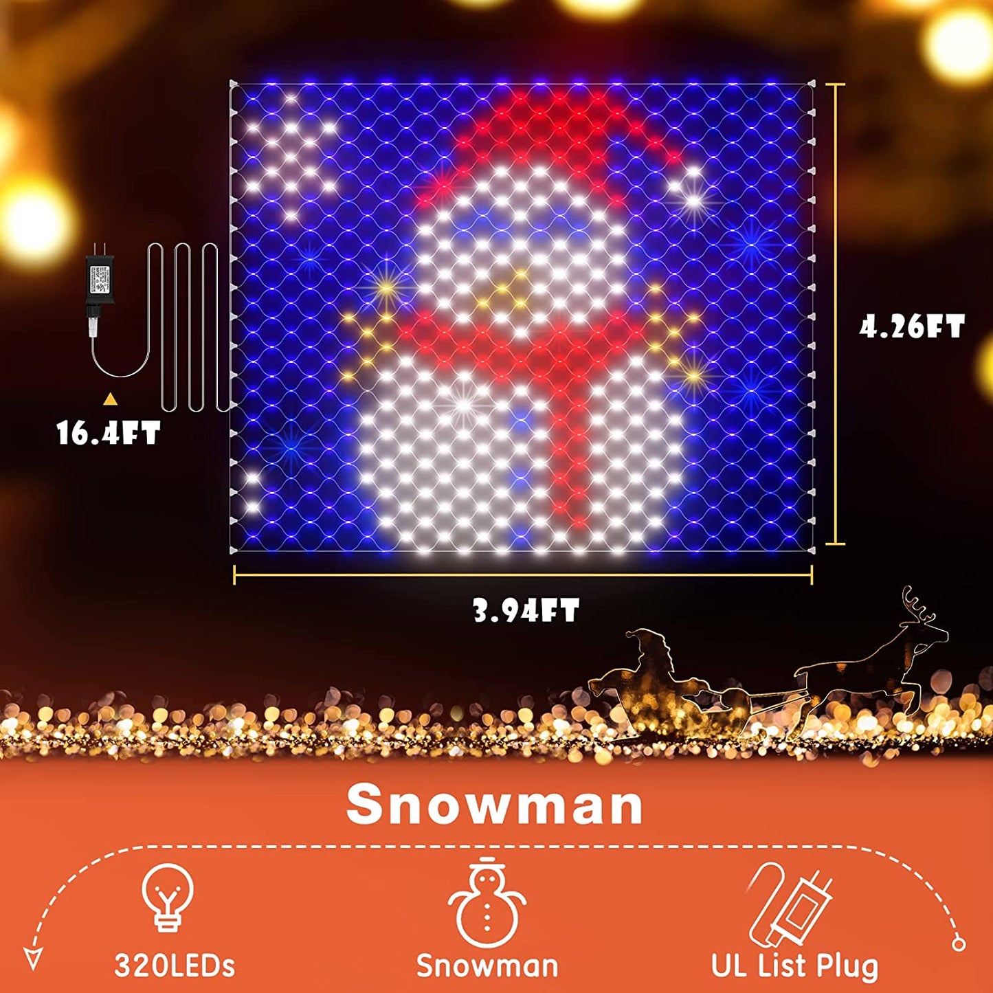 Christmas tree net lights, Snowman