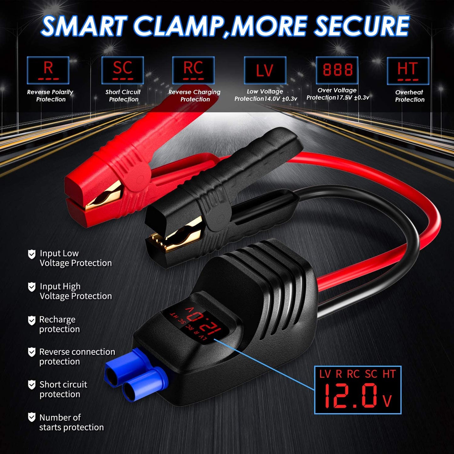 Portable car jump starter - 2500A peak 20000mAH