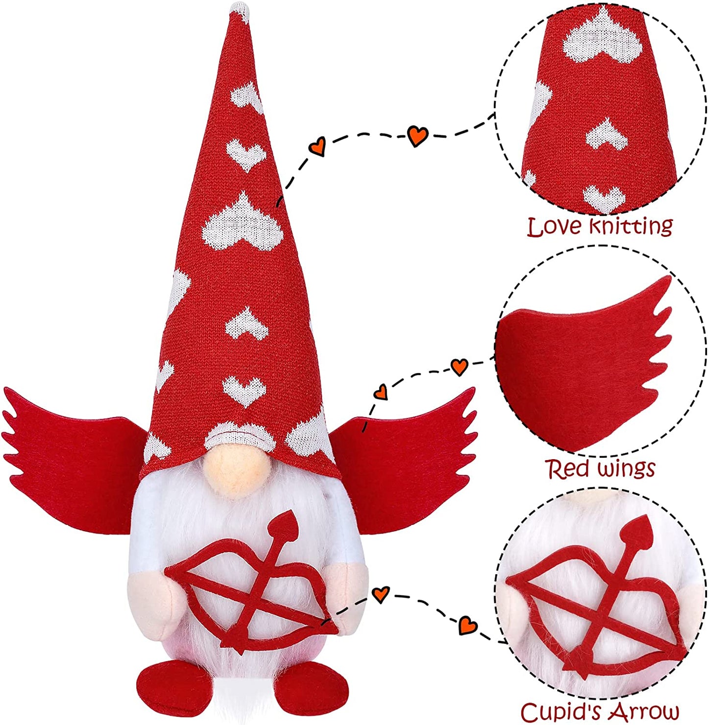 Valentine's Day Gnomes Plush Decoration, 2 Pieces