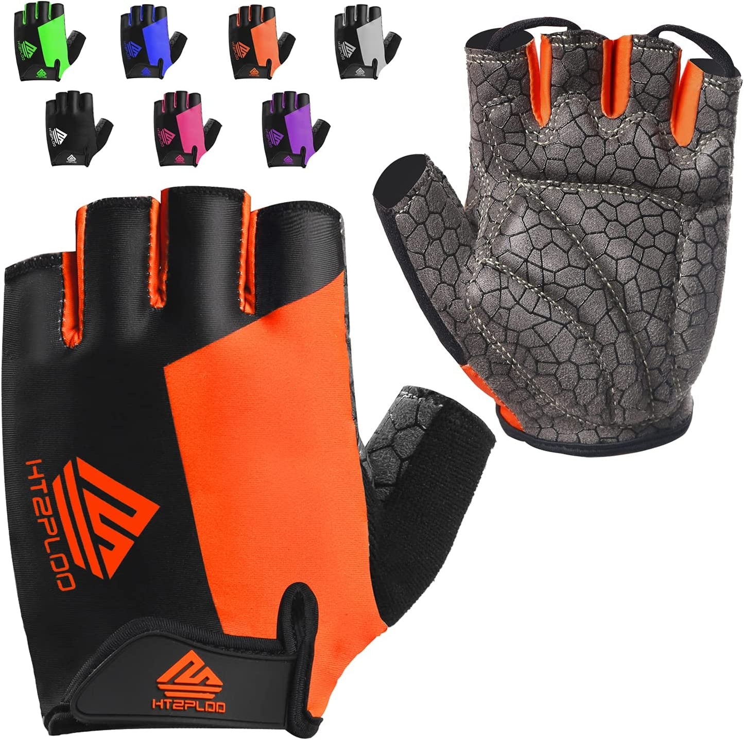 Lightweight non-slip bicycle gloves (Orange and black color)